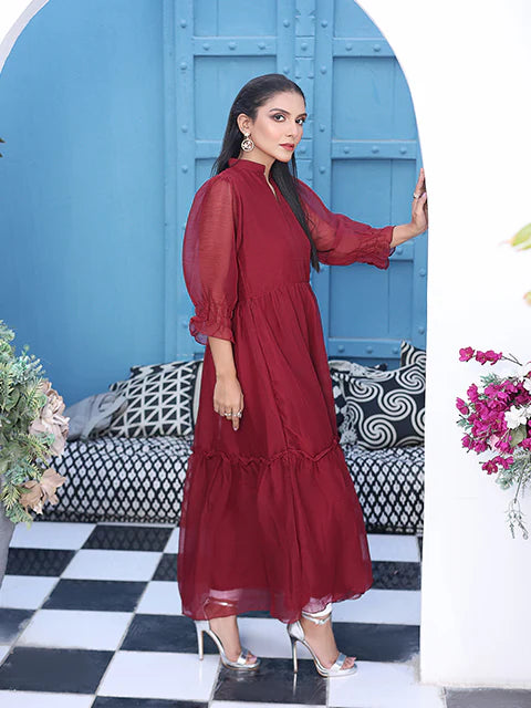 Flary Long Maroon Frock