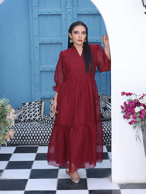 Flary Long Maroon Frock